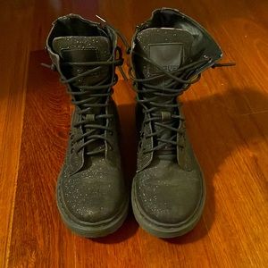 Black glitter guess combat boots